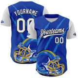 Custom Thunder Blue White-Black 3D Pattern Design Football Helmet And Animal Claw Authentic Baseball Jersey