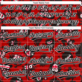 Custom Red Black-White 3D Pattern Halloween Authentic Baseball Jersey