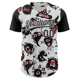 Custom White Black 3D Pattern Halloween Authentic Baseball Jersey