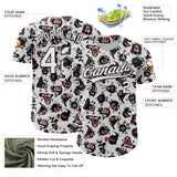 Custom White Black 3D Pattern Halloween Authentic Baseball Jersey