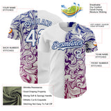 Custom White Royal 3D Pattern Design Vintage Tattoos Authentic Baseball Jersey