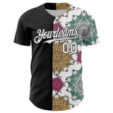 Custom Black White 3D Pattern Design Vintage Tattoos Authentic Baseball Jersey