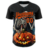 Custom Black Orange 3D Halloween Authentic Baseball Jersey