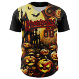 Custom Black Red 3D Halloween Authentic Baseball Jersey