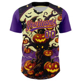 Custom Purple Bay Orange 3D Halloween Authentic Baseball Jersey