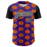 Custom Purple Black-White 3D Halloween Authentic Baseball Jersey