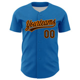 Custom Blue Brown-Bay Orange 3D Halloween Authentic Baseball Jersey