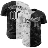 Custom Black White 3D Halloween Authentic Baseball Jersey