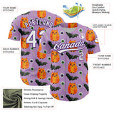 Custom Light Purple White-Purple 3D Halloween Authentic Baseball Jersey