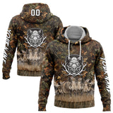 Custom Stitched Camo White-Black 3D Wild Boar Hunting Sports Pullover Sweatshirt Hoodie