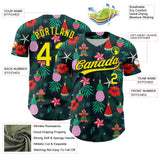 Custom Green Light Yellow-Black 3D Funny Christmas Authentic Baseball Jersey