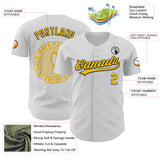 Custom White Yellow-Black 3D Childhood Cancer Gold Ribbon Authentic Baseball Jersey