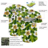 Custom Green White-Black 3D Tropical Hawaii Jungle Leaves And Flower Authentic Baseball Jersey