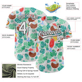 Custom White Black 3D Tropical Hawaii Jungle Leaves And Flower Authentic Baseball Jersey