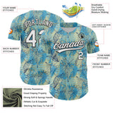 Custom Panther Blue White-Black 3D Tropical Beach Hawaii Flower Authentic Baseball Jersey