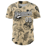 Custom City Cream White-Black 3D Tropical Hawaii Plant And Flamingo Authentic Baseball Jersey