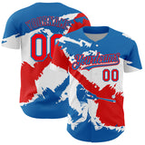 Custom Blue Fire Red-White 3D Panama Panamanian Flag Authentic Baseball Jersey