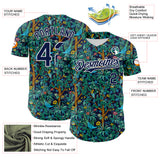 Custom Navy White 3D Hawaii Tropical Jungle Bird Authentic Baseball Jersey