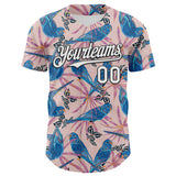 Custom Light Pink White-Black 3D Hawaii Tropical Forest Bird Authentic Baseball Jersey