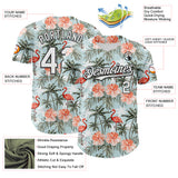 Custom Shadow Blue White-Black 3D Hawaii Tropical Palm Tree Flamingo Authentic Baseball Jersey