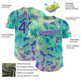 Custom Ice Blue Purple 3D Hawaii Tropical Marine Creature Authentic Baseball Jersey