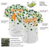 Custom White Bay Orange-Green 3D St. Patrick's Day Shamrock Authentic Baseball Jersey