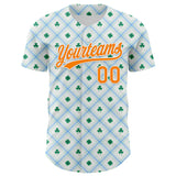 Custom White Bay Orange-Green 3D St. Patrick's Day Shamrock Authentic Baseball Jersey