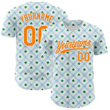 Custom White Bay Orange-Green 3D St. Patrick's Day Shamrock Authentic Baseball Jersey