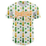 Custom White Bay Orange-Green 3D St. Patrick's Day Shamrock Authentic Baseball Jersey