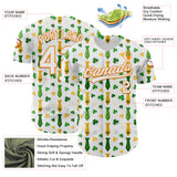 Custom White Bay Orange-Green 3D St. Patrick's Day Shamrock Authentic Baseball Jersey