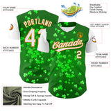 Custom Green White-Bay Orange 3D St. Patrick's Day Shamrock Authentic Baseball Jersey