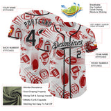 Custom White Black Comic Doodle Ballgame 3D Pattern Design Authentic Baseball Jersey