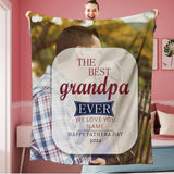 Personalized The Best Grandpa Ever Name Photo Blanket