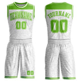 Custom White Neon Green Color Block Round Neck Sublimation Basketball Suit Jersey