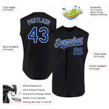 Custom Black Royal Pinstripe White Authentic Sleeveless Baseball Jersey