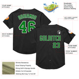 Custom Black Grass Green-White Mesh Authentic Throwback Baseball Jersey