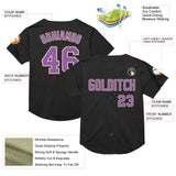 Custom Black Medium Purple-Cream Mesh Authentic Throwback Baseball Jersey