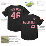 Custom Black Medium Pink Mesh Authentic Throwback Baseball Jersey