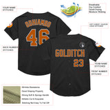 Custom Black Texas Orange-Gray Mesh Authentic Throwback Baseball Jersey