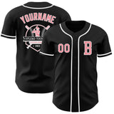 Custom Black Medium Pink-White Authentic Baseball Jersey