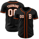 Custom Black White-Orange Authentic Baseball Jersey