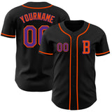 Custom Black Purple-Orange Authentic Baseball Jersey