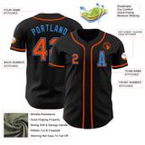 Custom Black Orange-Electric Blue Authentic Baseball Jersey