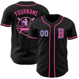 Custom Black Light Blue-Pink Authentic Baseball Jersey