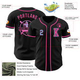 Custom Black Light Blue-Pink Authentic Baseball Jersey