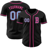 Custom Black Light Blue-Pink Authentic Baseball Jersey