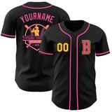 Custom Black Light Yellow-Pink Authentic Baseball Jersey