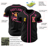 Custom Black Light Yellow-Pink Authentic Baseball Jersey