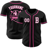 Custom Black White-Pink Authentic Baseball Jersey