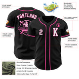 Custom Black White-Pink Authentic Baseball Jersey